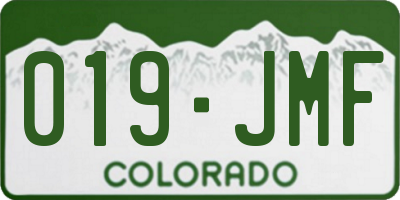 CO license plate 019JMF