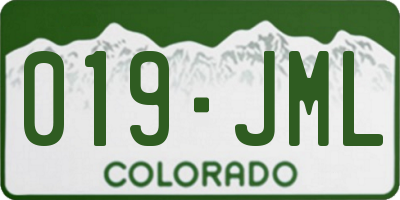 CO license plate 019JML