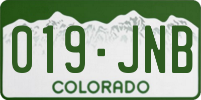 CO license plate 019JNB