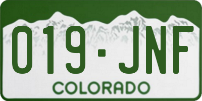 CO license plate 019JNF