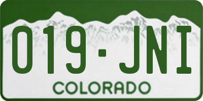 CO license plate 019JNI