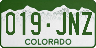CO license plate 019JNZ