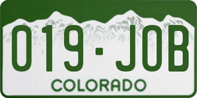 CO license plate 019JOB
