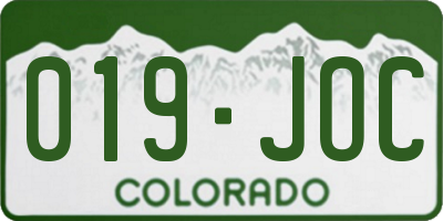 CO license plate 019JOC