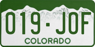 CO license plate 019JOF