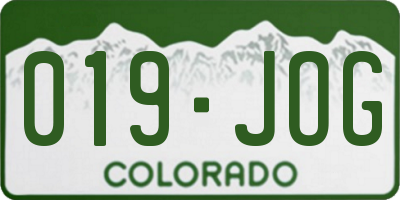 CO license plate 019JOG