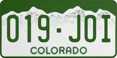 CO license plate 019JOI