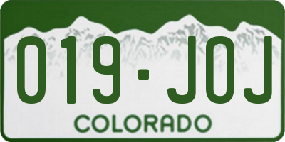 CO license plate 019JOJ