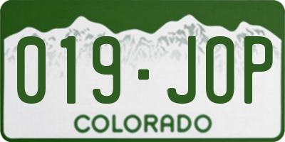 CO license plate 019JOP