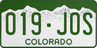 CO license plate 019JOS
