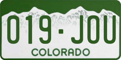 CO license plate 019JOU