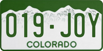 CO license plate 019JOY