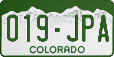 CO license plate 019JPA
