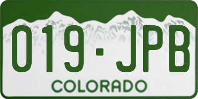 CO license plate 019JPB