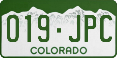 CO license plate 019JPC