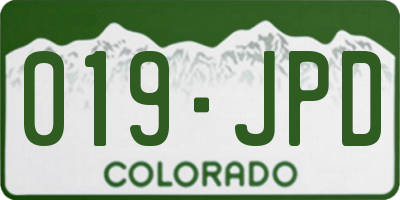 CO license plate 019JPD
