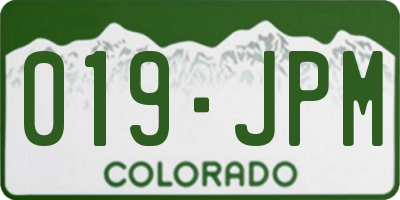 CO license plate 019JPM