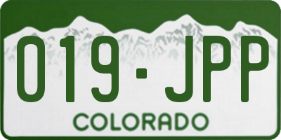 CO license plate 019JPP
