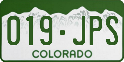 CO license plate 019JPS