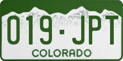 CO license plate 019JPT