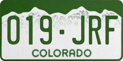 CO license plate 019JRF
