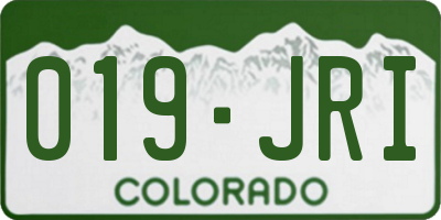 CO license plate 019JRI