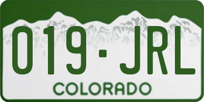 CO license plate 019JRL
