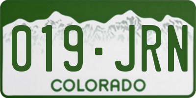 CO license plate 019JRN
