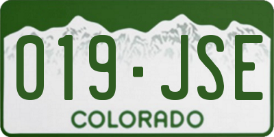 CO license plate 019JSE