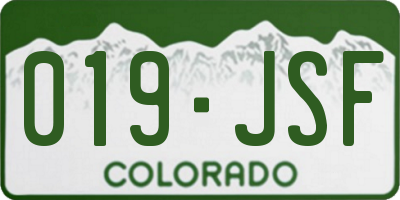 CO license plate 019JSF
