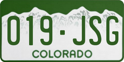 CO license plate 019JSG