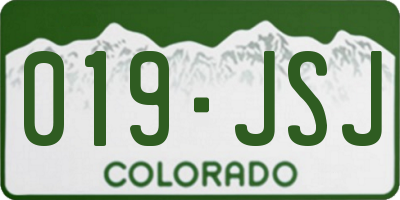 CO license plate 019JSJ