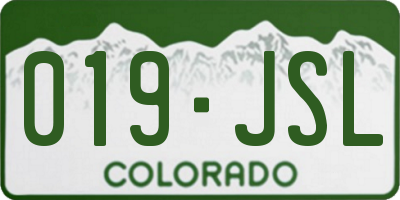 CO license plate 019JSL