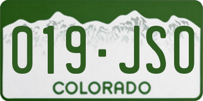 CO license plate 019JSO