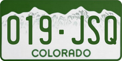 CO license plate 019JSQ
