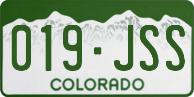 CO license plate 019JSS