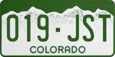 CO license plate 019JST