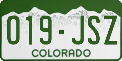 CO license plate 019JSZ