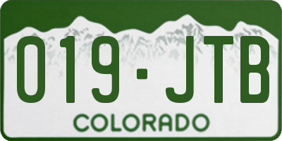 CO license plate 019JTB