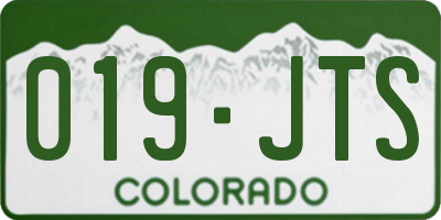 CO license plate 019JTS