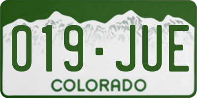 CO license plate 019JUE