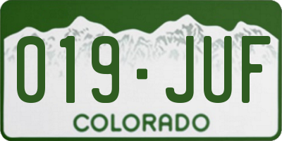 CO license plate 019JUF