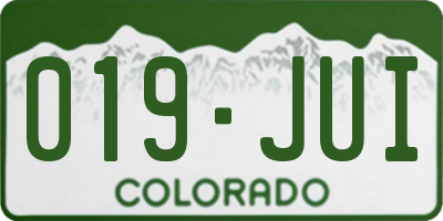 CO license plate 019JUI