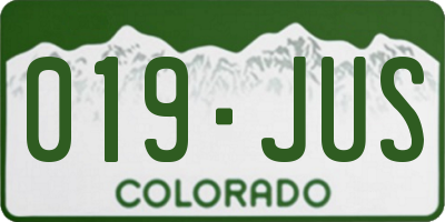 CO license plate 019JUS