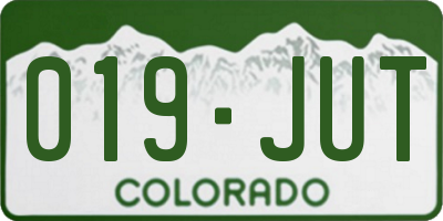CO license plate 019JUT