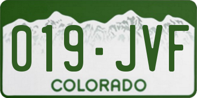 CO license plate 019JVF