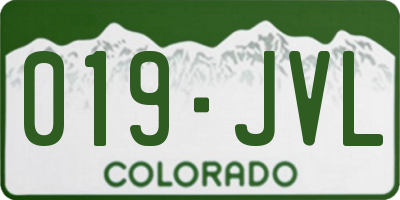 CO license plate 019JVL