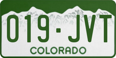 CO license plate 019JVT