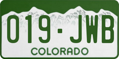 CO license plate 019JWB