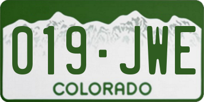 CO license plate 019JWE